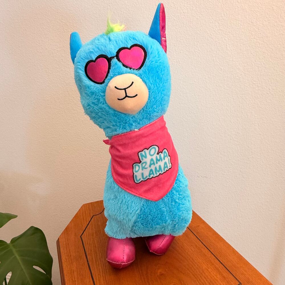Good Stuff No Drama Llama Blue Plush Heart Sunglasses Stuffed Animal 16"